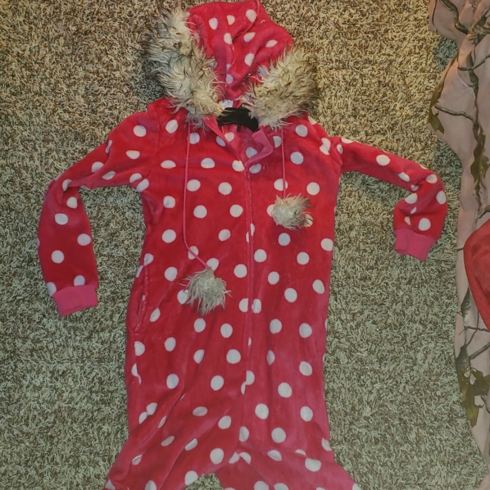 Pink polka dot onesie